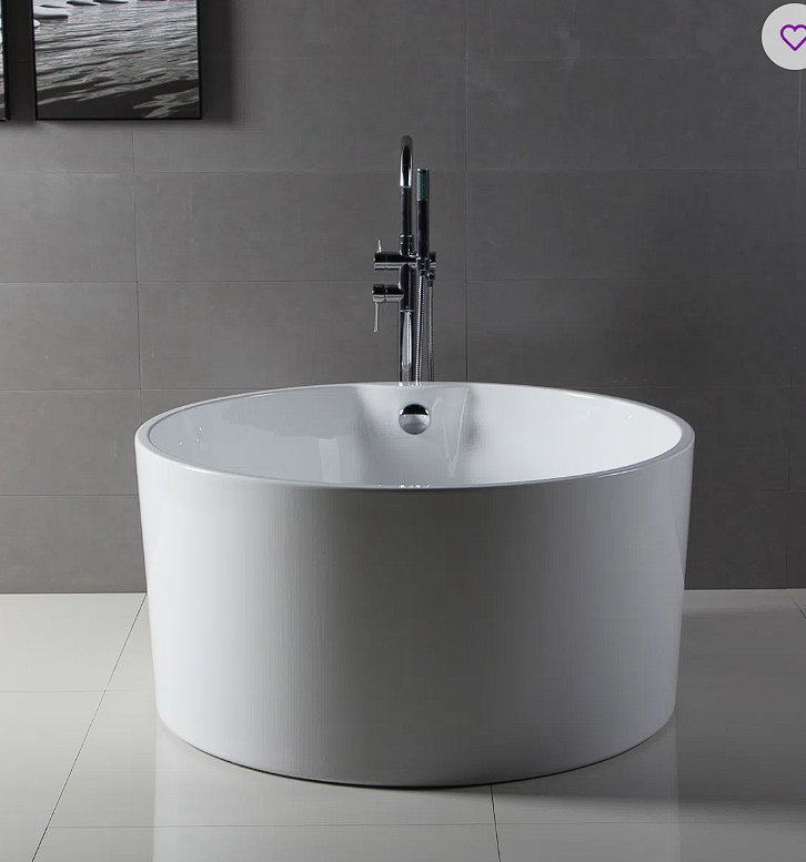 Kingston Brass Aqua Eden 45-Inch Acrylic Round Double Ended Freestanding Tub with Drain VTRO454523