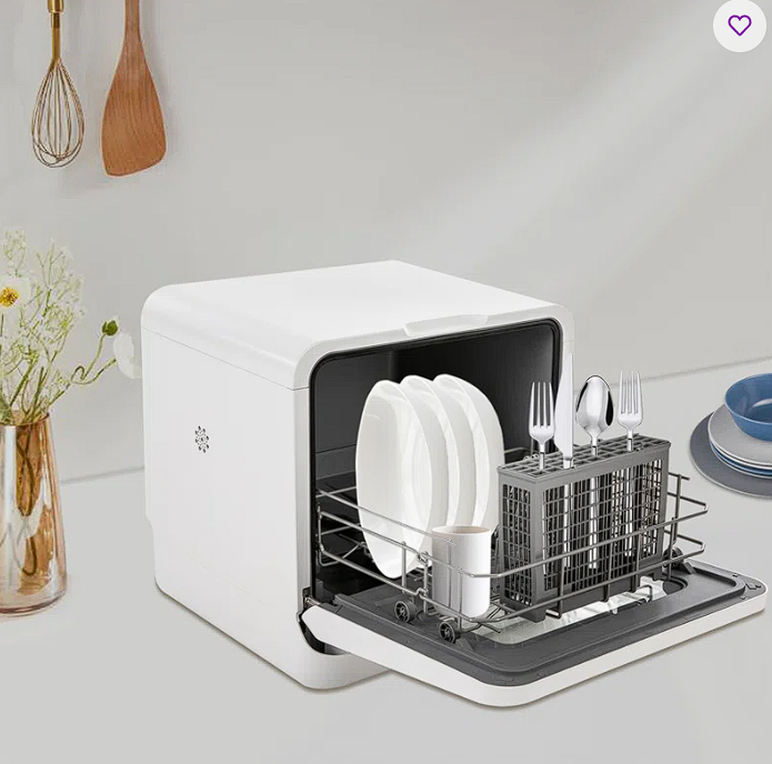 YINXIER 58 Decibel ENERGY STAR Certified Countertop Dishwasher White Stainless Steel W2412