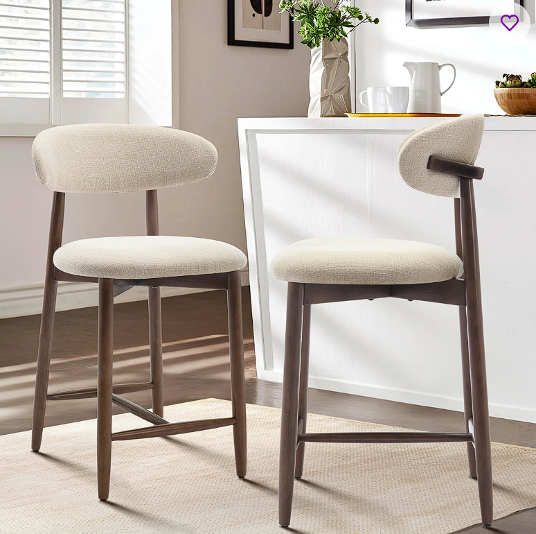 Upholstered Solid Wood Bar Stool (Set of 2)