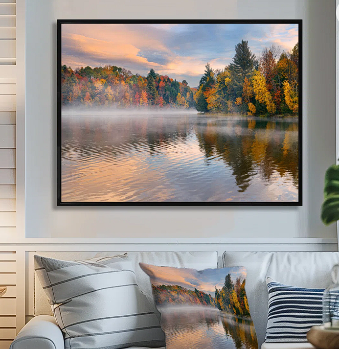 Autumn Foliage by the Lake - Canvas Photo Print