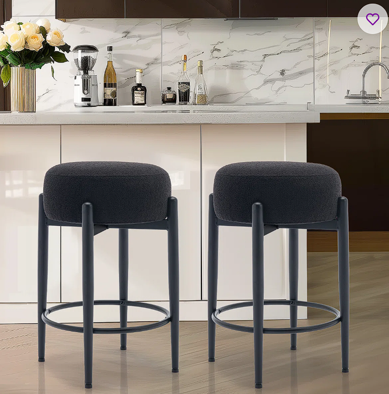 24" Decay Sherpa Upholstered Bar Stool (Set of 2)