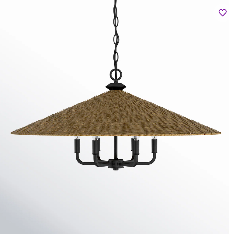Hubbs 6-Light Eman in Matte Black with Dark Rattan