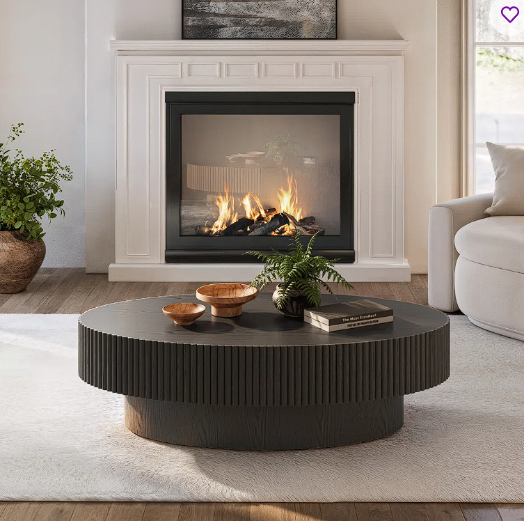 44.4" Oval Solid Wood Coffee Table