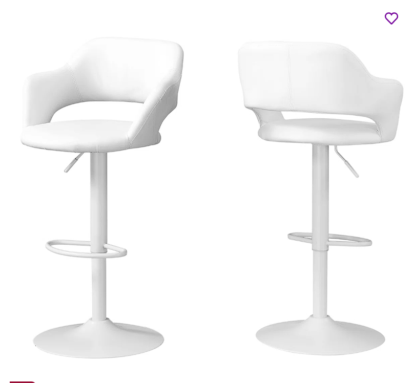 Kettner Bar Stool, Swivel, Bar Height, Adjustable, Metal, Faux Leather, Chrome, Contemporary