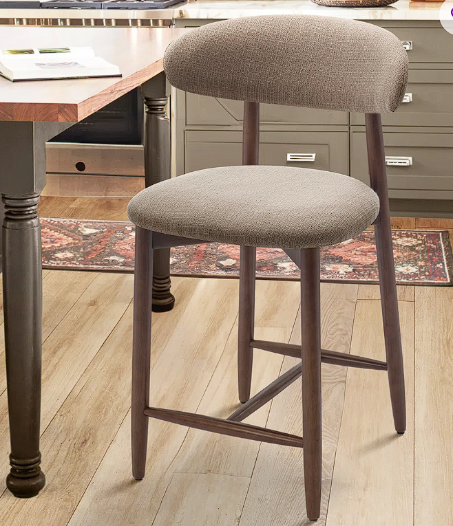 25-inch Upholstered Counter Stool with Solid Wood Frame