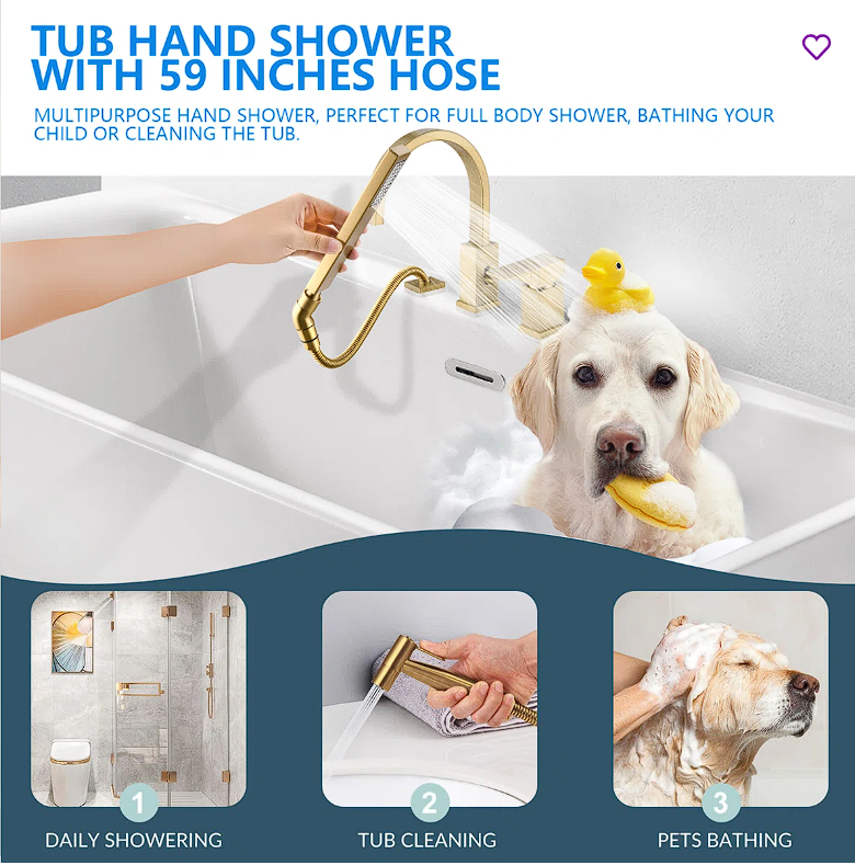 1-Handle Roman Tub Faucet with Diverter and Hand Shower DGM00RG495BG