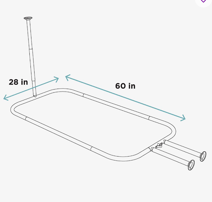 D-Shaped Fixed Shower Curtain Rod