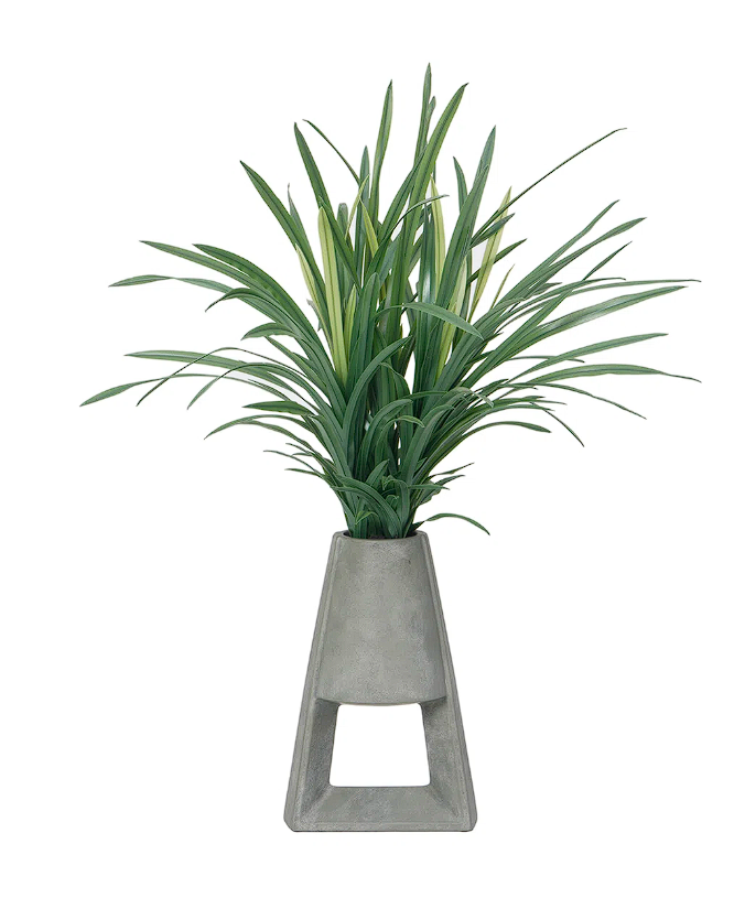 Real Touch Artificial Onion Herb in a Modern Black Flower Pot - Perfect Decoration for Any Modern Home