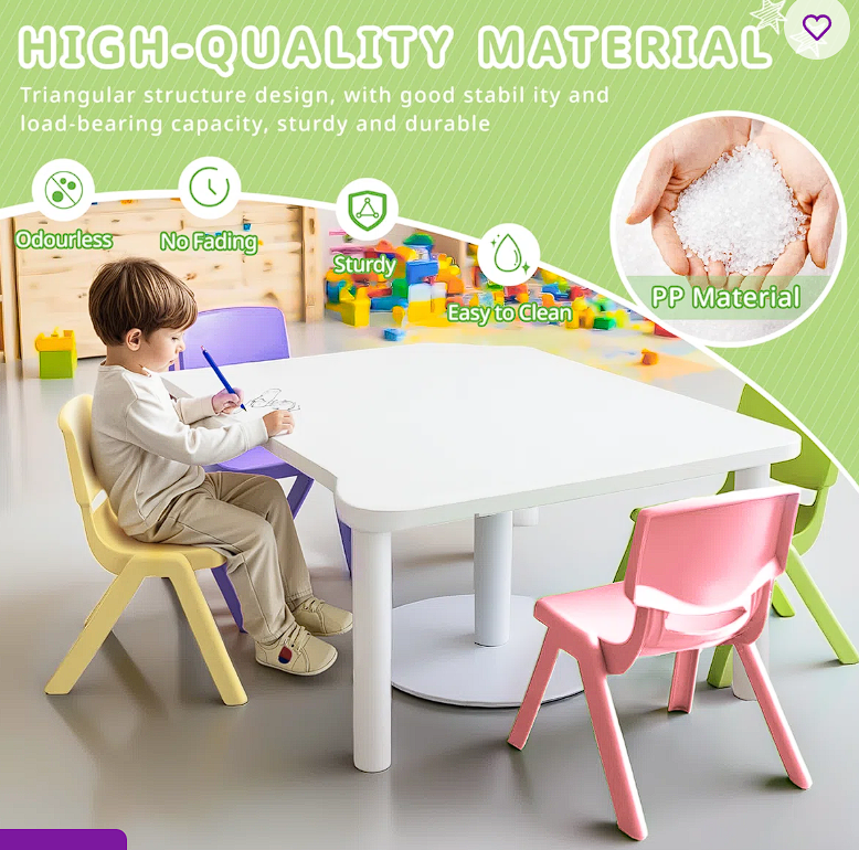 Stackable School Chairs, Colourful Kids Plastic Chair for Toddlers, Kids Flexible Seating (Set of 6)