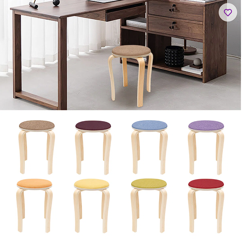 Solid and manufactured wood accent stool-8 pc