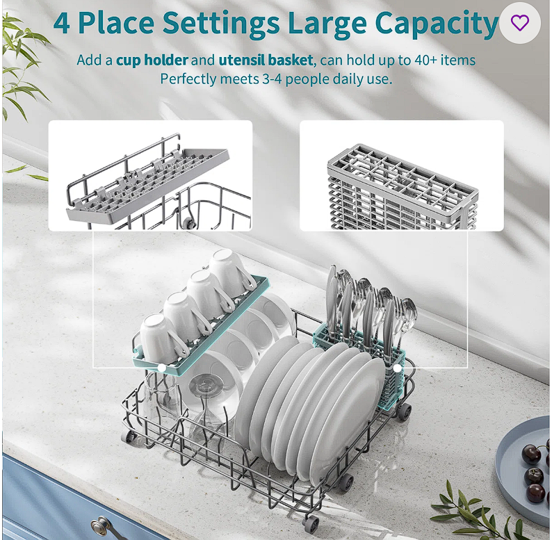 AIRMSEN 50 dBA Portable Countertop Dishwasher with 5L Built-in Water Tank WY56599AN-US