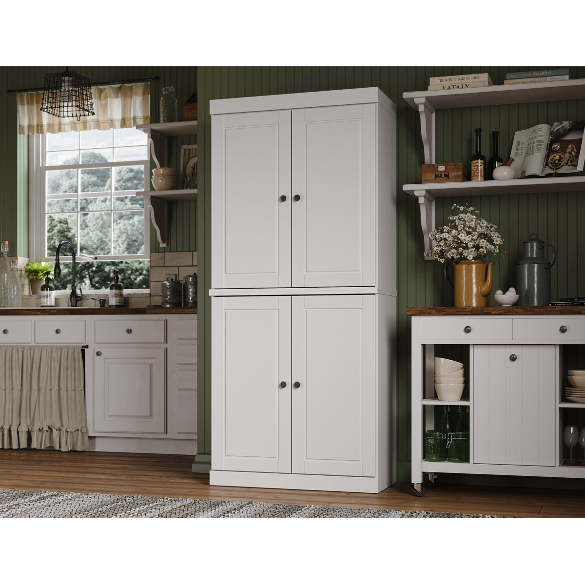 Bryani 32-inch 100% Solid Wood Pantry