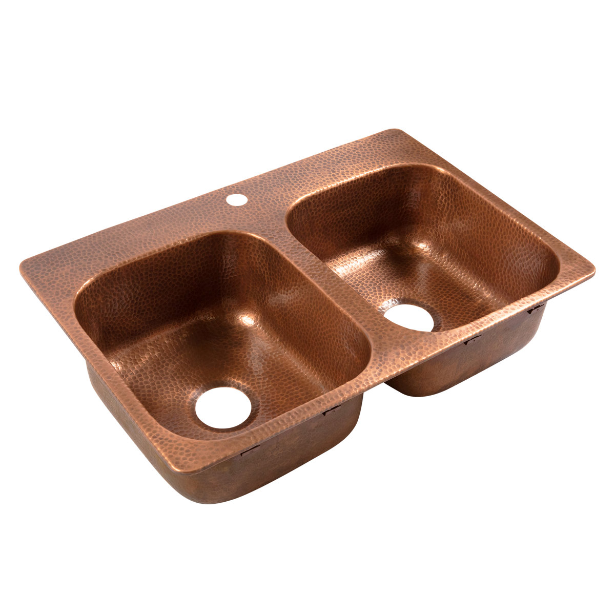 Angelico SEK105-33AC-1 33-inch Undermount Double Bowl Copper Kitchen Sink