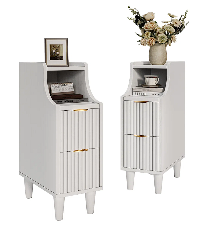 Nightstand with 2 Drawer Storage - Set of 2 (Set of 2)