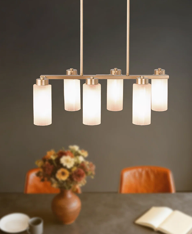 Acari 6-Light Kitchen Island Chandelier with Hand-Blown Glass Details