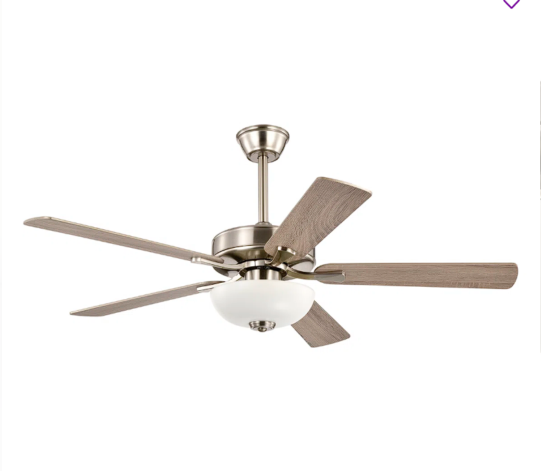 52-inch 5-Blade Reversible Ceiling Fan with LED Light and Remote Control