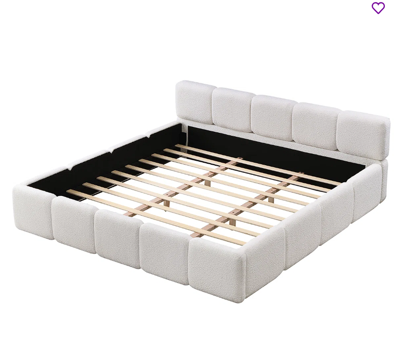 Springboard platform bed with headboard and plush footboard