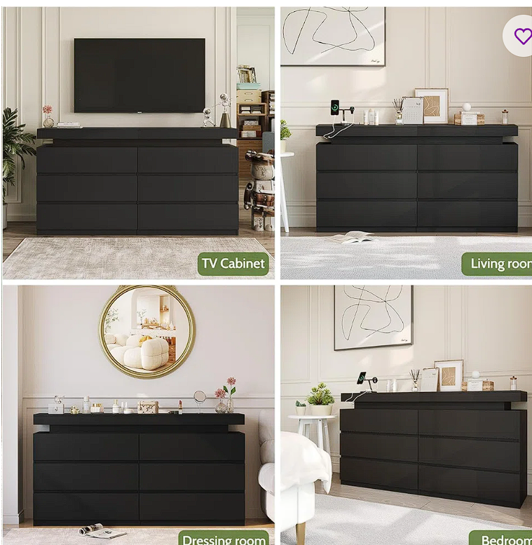 6-Drawer Dresser with Pull-Out Desk and Storage Cabinet