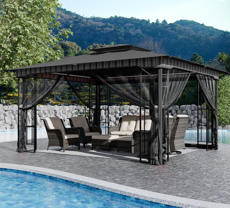 13 ft. W 11 ft. D Steel gazebo